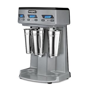 waring commercial wdm360tx heavy-duty triple spindle drink mixer, each spindle has independent 1hp motor, with countdown timer, digital display, automatic start/stop, 120v, 5-15 phase plug,silver