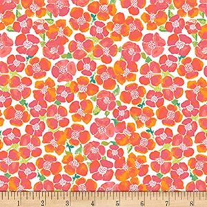 art gallery floralish blooms field luminous coral quilt quilting fabric by the yard