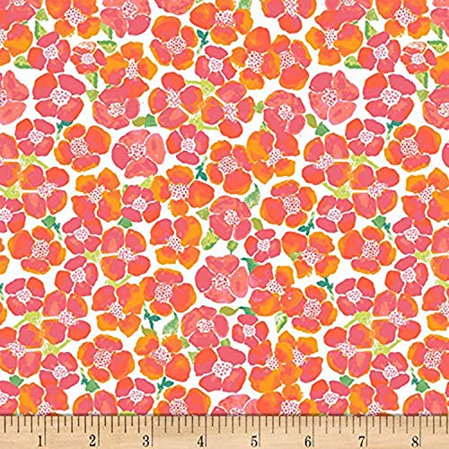 Art Gallery Floralish Blooms Field Luminous Coral Quilt Quilting Fabric by the Yard