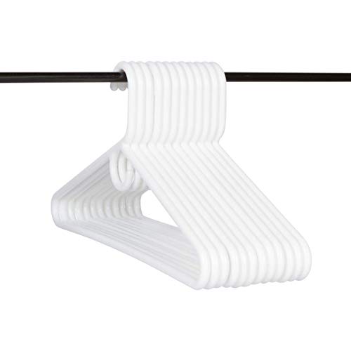 Plastic Hangers HD Heavy Duty, 16 Pcs. White Color, Made in USA, 3/8” Thickness, Durable, Tubular, Lightweight, for Clothes, Coat, Pants, Shirts, Dress, TINEFF, Free and Quick delivery. from USA