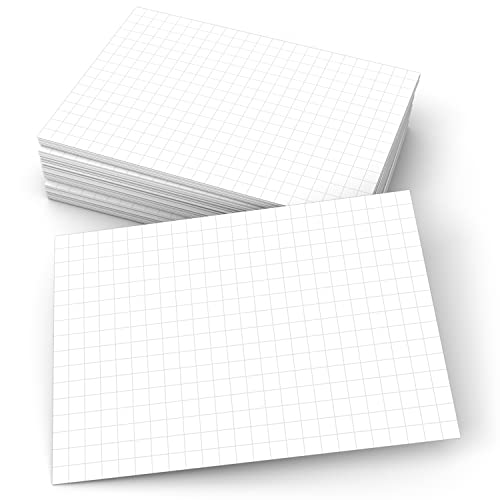 321Done Grid Index Cards (Set of 50) 4" x 6", Graph-Ruled 0.25" Double-Sided, Thick Cardstock, Made in The USA, White