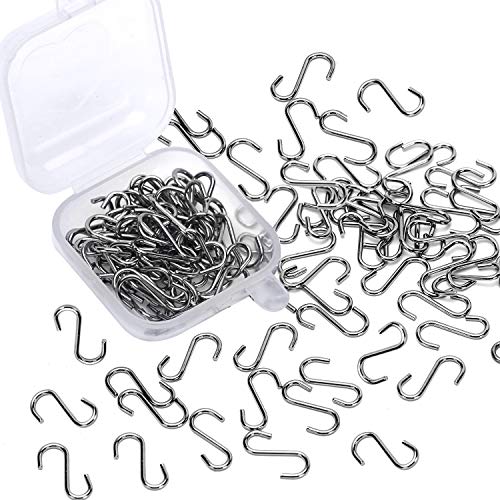 Senkary 200 Pieces 0.55 Inch Length Mini S Hooks Extra Small S Hooks Metal S-Shaped Hooks for Crafts, Jewelry and Hanging (Silver)