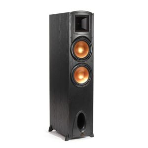 klipsch synergy black label f-300 floorstanding speaker with proprietary horn technology, dual 8” high-output woofers, with room-filling sound in black