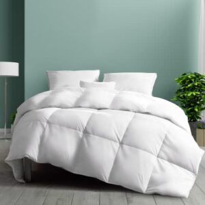 dreamhood king white feather and down blend lightweight comforter, hotel collection down duvet insert, 100% cotton shell with corner tabs, 106x90 inches