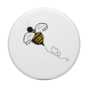 Bee Bumblebee Honey Heart Cute Bees Lover White Background PopSockets Standard PopGrip