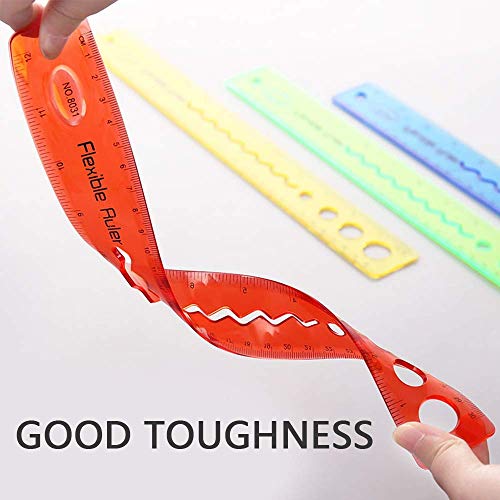 30cm/12inch Ruler US STANDARD Bendable Flexible Rubber Rulers Transparent Shutterproof Straigt Rulers, 12" Durable Flexi Folding Rulers School,Classroom,or Office Wood Work Kids/Adults(8PCS)