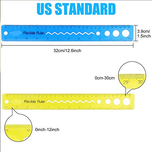 30cm/12inch Ruler US STANDARD Bendable Flexible Rubber Rulers Transparent Shutterproof Straigt Rulers, 12" Durable Flexi Folding Rulers School,Classroom,or Office Wood Work Kids/Adults(8PCS)