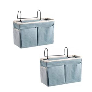 haoun 2pack bedside storage hanging organizer bag holder bed bunk organizer for dormitory room,hospital bed rails,baby bed (grey blue)