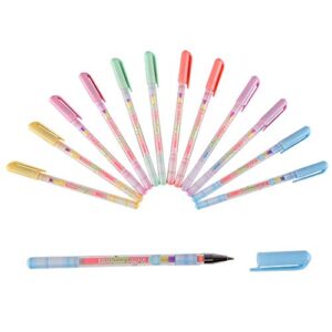 ipienlee rainbow gel ink pens 0.8mm multi colored gel ink rollerball point pen 6 color in 1 ombre ink draw pen assortment set of 12