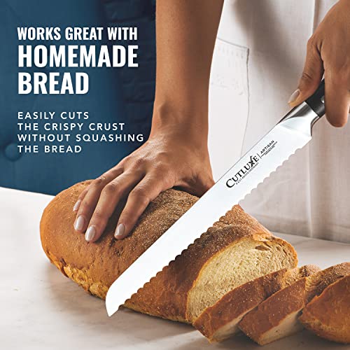 Cutluxe Bread Knife – 10" Serrated Edge Knife for Homemade Bread – Forged High Carbon German Steel – Full Tang & Razor Sharp – Ergonomic Handle Design – Artisan Series