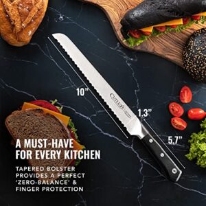 Cutluxe Bread Knife – 10" Serrated Edge Knife for Homemade Bread – Forged High Carbon German Steel – Full Tang & Razor Sharp – Ergonomic Handle Design – Artisan Series