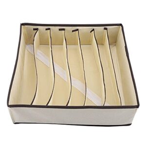AUNMAS Underwear Drawer Organizer, Clothes Organizer Drawers Foldable Portable Storage Box Divider Case Container for Underpants Bra Underwear Socks Ties (Beige-7 Cells)