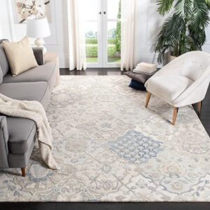 safavieh glamour collection area rug - 8' x 10', grey & blue, handmade wool, ideal for high traffic areas in living room, bedroom (glm622f)