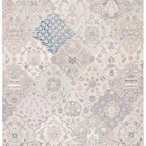 SAFAVIEH Glamour Collection Area Rug - 8' x 10', Grey & Blue, Handmade Wool, Ideal for High Traffic Areas in Living Room, Bedroom (GLM622F)