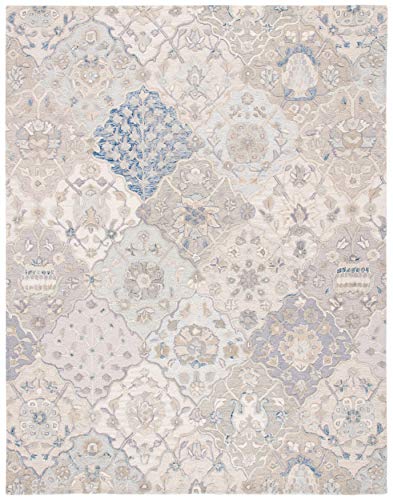 SAFAVIEH Glamour Collection Area Rug - 8' x 10', Grey & Blue, Handmade Wool, Ideal for High Traffic Areas in Living Room, Bedroom (GLM622F)