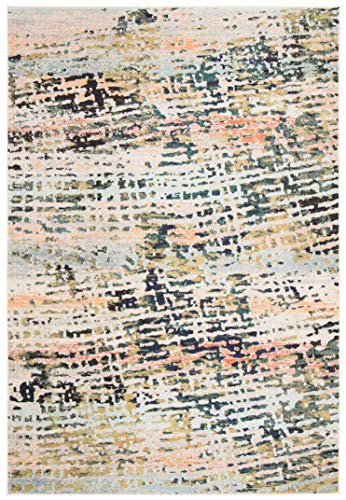 SAFAVIEH Madison Collection Accent Rug - 2'2" x 4', Beige & Navy, Modern Abstract Design, Non-Shedding & Easy Care, Ideal for High Traffic Areas in Entryway, Living Room, Bedroom (MAD454A)