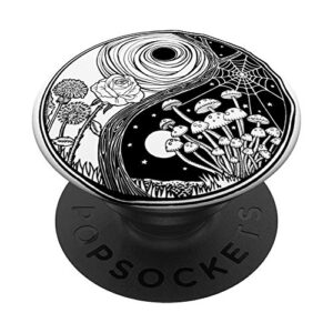 cool yin yang pattern with mushrooms popsockets popgrip: swappable grip for phones & tablets