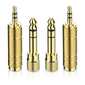 digitnow headphone adapter 6.35mm (1/4 inch) male to 3.5mm (1/8 inch) female and 3.5 mm male plug to 6.35 mm female jack, audio stereo trs converter adapters (4 -pack gold plated)