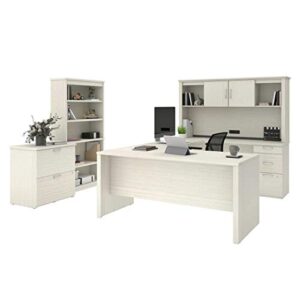 bestar logan u-shaped desk with hutch, lateral file cabinet, and bookcase, 66w, white chocolate