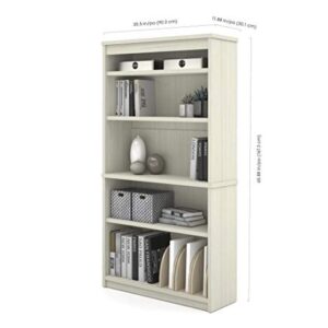 Bestar Logan U-Shaped Desk with Hutch, Lateral File Cabinet, and Bookcase, 66W, White Chocolate