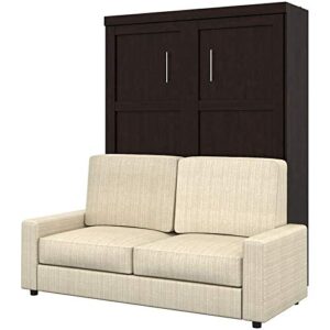 bestar pur 78w queen murphy bed and a sofa in chocolate
