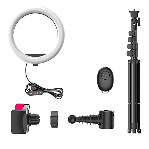 10" Selfie Ring Light with 63" Tripod Stand & Phone Holder for Live Stream/Makeup,Upgraded Dimmable Led Ring light with Remote for YouTube/TikTok/Zoom Calls/Photography, Compatible with iPhone/Android