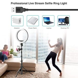 10" Selfie Ring Light with 63" Tripod Stand & Phone Holder for Live Stream/Makeup,Upgraded Dimmable Led Ring light with Remote for YouTube/TikTok/Zoom Calls/Photography, Compatible with iPhone/Android