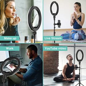 10" Selfie Ring Light with 63" Tripod Stand & Phone Holder for Live Stream/Makeup,Upgraded Dimmable Led Ring light with Remote for YouTube/TikTok/Zoom Calls/Photography, Compatible with iPhone/Android