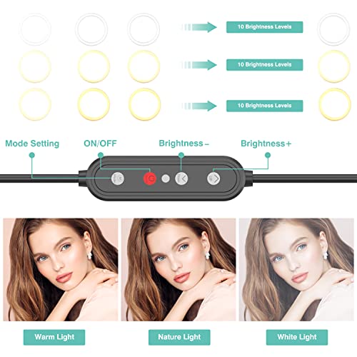 10" Selfie Ring Light with 63" Tripod Stand & Phone Holder for Live Stream/Makeup,Upgraded Dimmable Led Ring light with Remote for YouTube/TikTok/Zoom Calls/Photography, Compatible with iPhone/Android