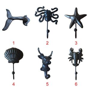 CfoPiryx Wall Hooks Heavy Duty,Decorative Cast Iron Whale Tail Nautical Wall Coat Hook Utility Hanging Hook Clothes Store Display Hook