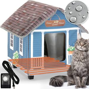 petyella heated cat houses for outdoor cats in winter - weatherproof - outdoor heated houses for feral cats - easy to assemble