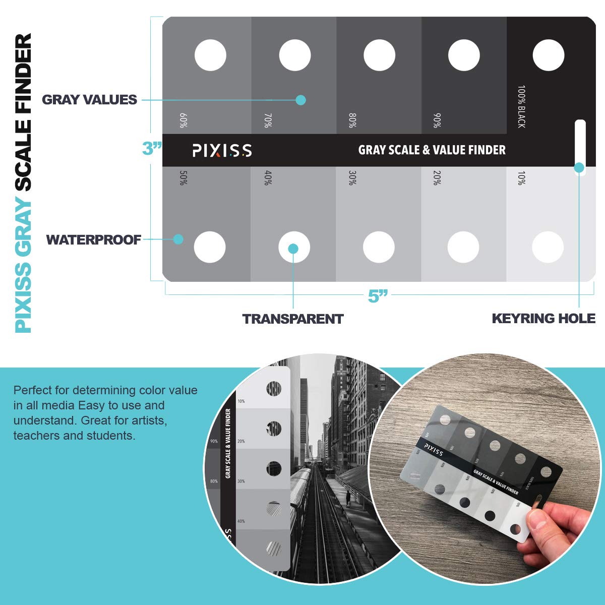 Gray Scale Value Finder, Color Wheel, Artists View Catcher Finder on Lanyard with Measuring Tape Tools for Artists.