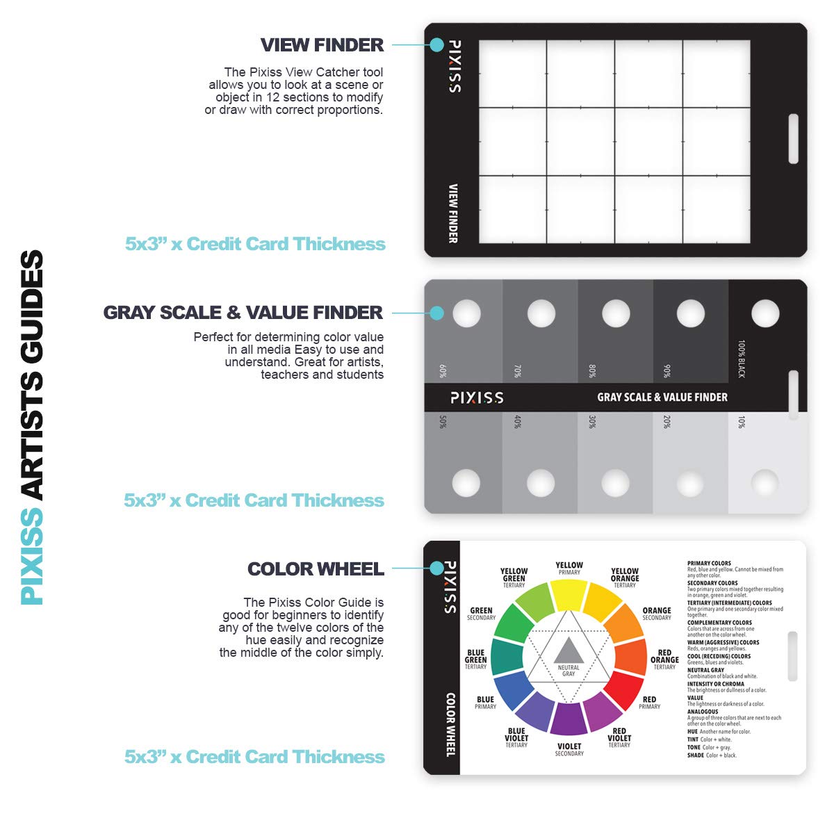 Gray Scale Value Finder, Color Wheel, Artists View Catcher Finder on Lanyard with Measuring Tape Tools for Artists.