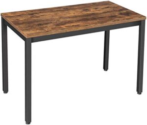 vasagle, 47.2 computer writing desk with stable metal frame, inch multifunctional table in home office, living room, rustic brown