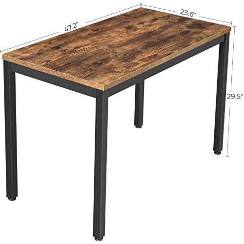 VASAGLE, 47.2 Computer Writing Desk with Stable Metal Frame, Inch Multifunctional Table in Home Office, Living Room, Rustic Brown