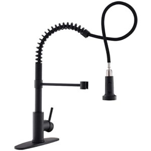 owofan black kitchen faucet contemporary spring kitchen sink faucet with pull down sprayer single handle pull out kitchen faucets with deck plate 866055r
