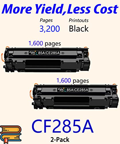 Color Print Compatible CE285A Toner Cartridge Replacement for HP 85A CE285 285A Work with Pro P1102w P1102 P1105 P1106 M1212NF MFP M1217NFW P1505n P1005 P1109w 1102w Laser Printer (2-Pack, Black)