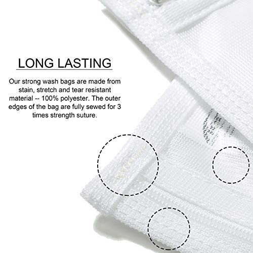 TENRAI Delicates Laundry Bags, Bra Fine Mesh Wash Bag for Underwear, Lingerie, Bra, Pantyhose, Socks, Use YKK Zipper, Have Hanger Loops, (White, 3 Large, QS)