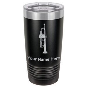 lasergram 20oz vacuum insulated tumbler mug, trumpet, personalized engraving included (black)