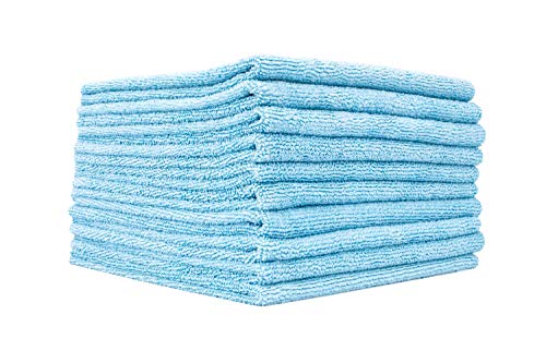 The Rag Company - Edgeless 300 - Microfiber Detailing Towels, Perfect for Removing Polishes, Sealants, and Glaze; Great for Interior Cleaning and Dirty Jobs; 300GSM, 16in x 16in, Light Blue (10-Pack)