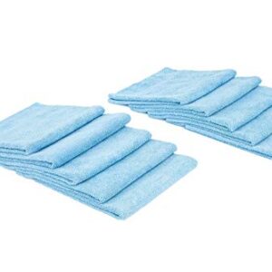 The Rag Company - Edgeless 300 - Microfiber Detailing Towels, Perfect for Removing Polishes, Sealants, and Glaze; Great for Interior Cleaning and Dirty Jobs; 300GSM, 16in x 16in, Light Blue (10-Pack)