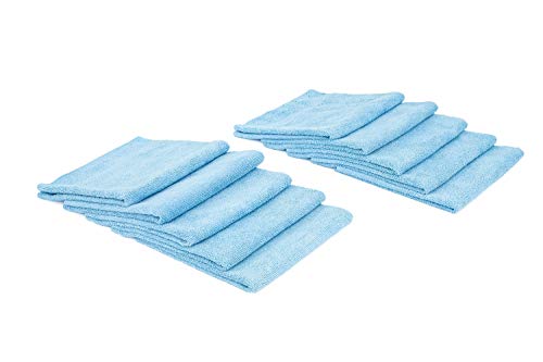 The Rag Company - Edgeless 300 - Microfiber Detailing Towels, Perfect for Removing Polishes, Sealants, and Glaze; Great for Interior Cleaning and Dirty Jobs; 300GSM, 16in x 16in, Light Blue (10-Pack)