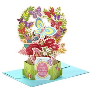 hallmark paper wonder pop up card for birthday, thinking of you, congrats, or any occasion (flowers and butterflies)
