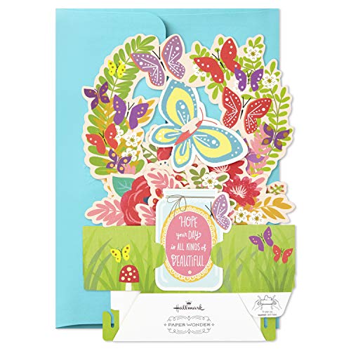 Hallmark Paper Wonder Pop Up Card for Birthday, Thinking of You, Congrats, or Any Occasion (Flowers and Butterflies)