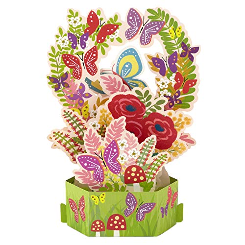 Hallmark Paper Wonder Pop Up Card for Birthday, Thinking of You, Congrats, or Any Occasion (Flowers and Butterflies)