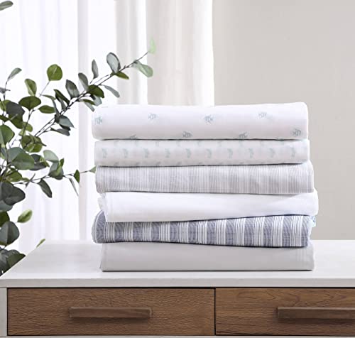 Tommy Bahama - Queen Sheets, Cotton Percale Bedding Set, Crisp & Cool, Stylish Home Decor (Cool Zone White, Queen)