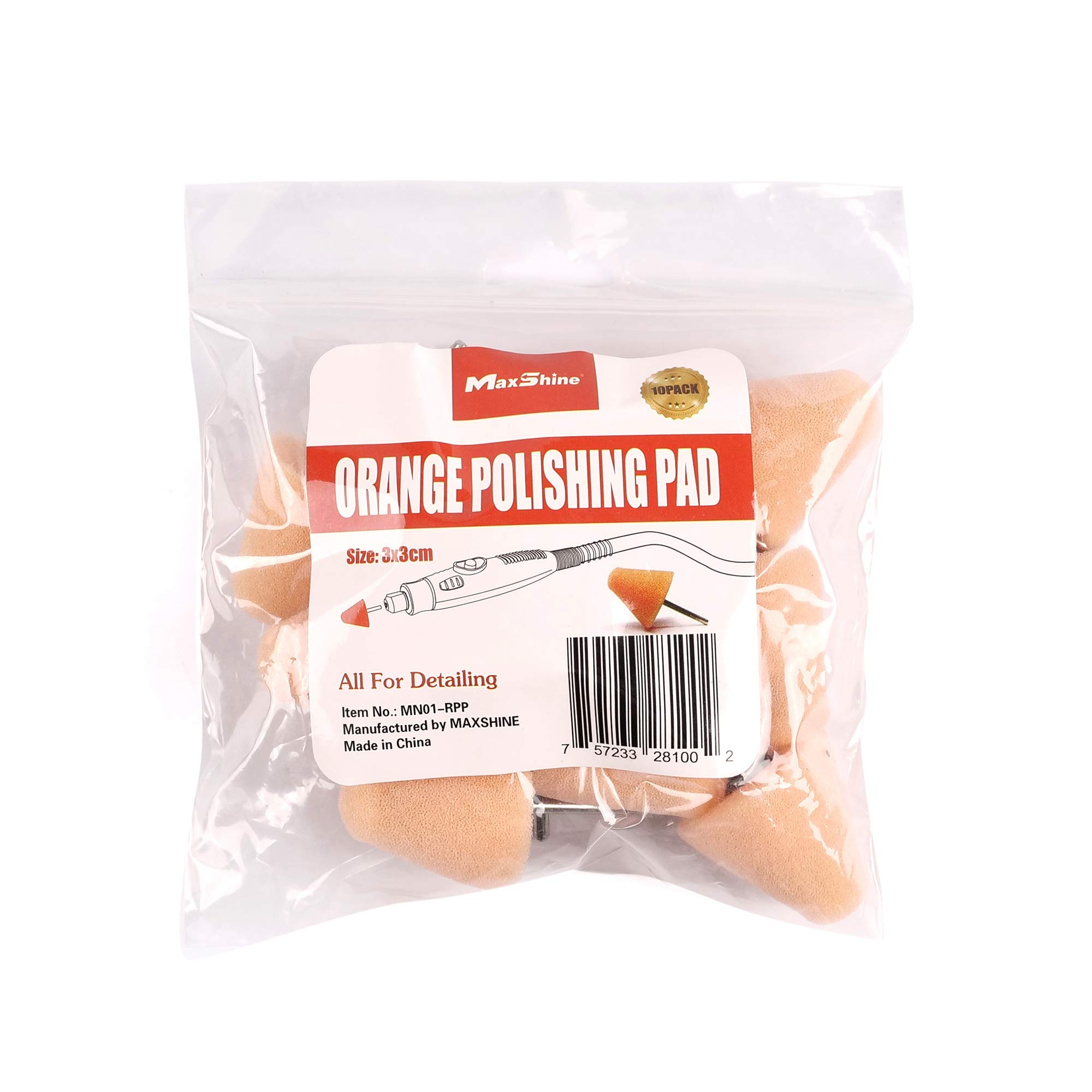 Maxshine MN01 Mini Polisher and The Accessories- 10pcs Dia: 3x3cm Orange Polishing Pad