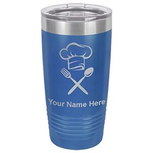 lasergram 20oz vacuum insulated tumbler mug, chef hat, personalized engraving included (dark blue)