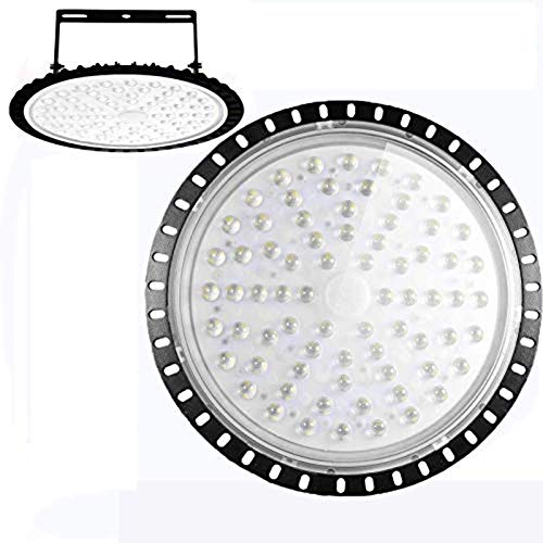 Atralife UFO LED High Bay Light 100W Industrial Light Ceiling Light 13000 Lumen 6000-6500K IP65 Warehouse LED Lights- Commercial Bay Lighting for Warehouse Garage Factory Workshop Gym (100W)