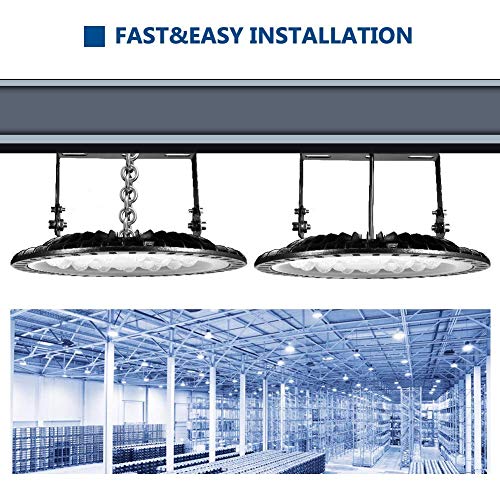 Atralife UFO LED High Bay Light 100W Industrial Light Ceiling Light 13000 Lumen 6000-6500K IP65 Warehouse LED Lights- Commercial Bay Lighting for Warehouse Garage Factory Workshop Gym (100W)